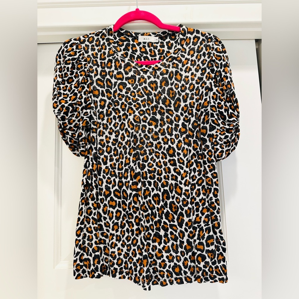 A.L.C. Leopard tee with puff sleeve